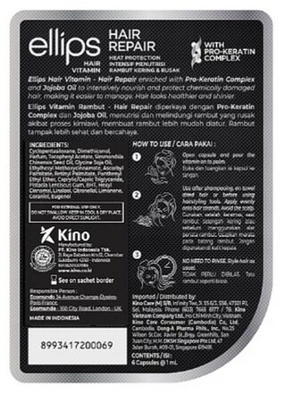 Вітаміни для волосся Відновлення волосся з Про-Кератиновим Комплексом Ellips Hair Vitamin Hair Repair With Pro-Keratin Complex, 6 шт