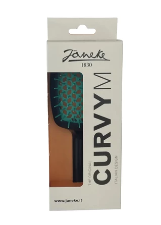 Гребінець для волосся чорний з зеленим Janeke Curvy M