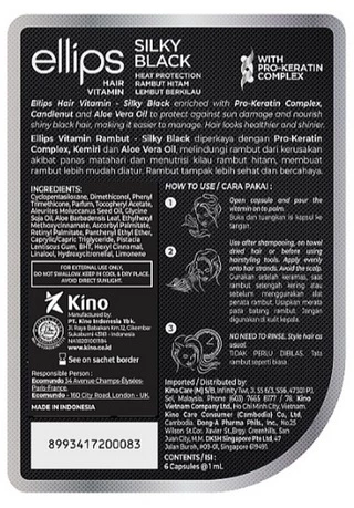 Вітаміни для волосся Шовкова ніч з Про-Кератиновим Комплексом Ellips Hair Vitamin Silky Black With Pro-Keratin Complex, 6 шт