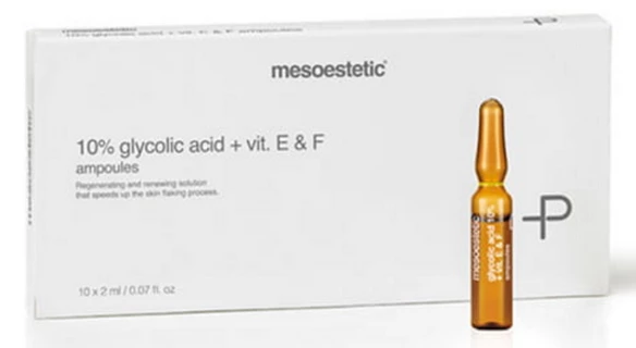 Ампули з гліколевою кислотою з вітамінами Е+F Mesoestetic Ampoules Glycolic Acid 10% + Vit. Е+F, 10 х 2 мл